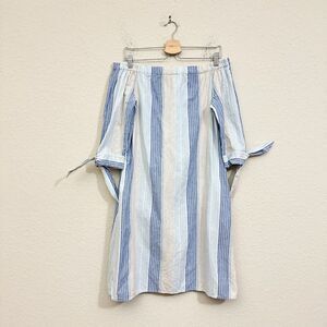 LAFAYETTE 148 NEW YORK Natalya Off The Shoulder Mini Dress Blue Striped